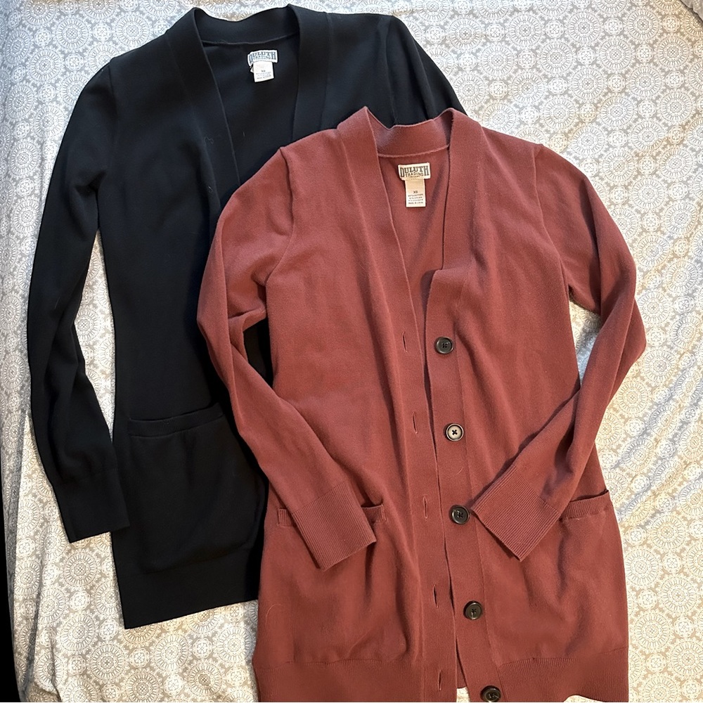 Bundle of 2 Duluth Trading Co. Shiftless button down cardigan